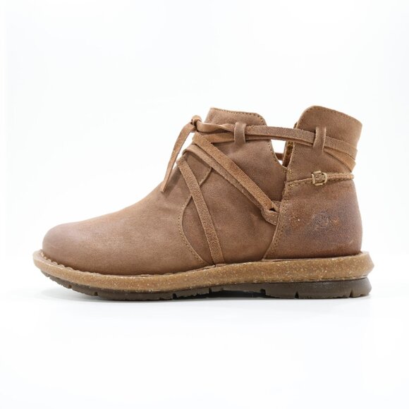 Born Tarkiln Brown Leather Flat Ankle Boots - Women's 6.5 - Picture 1 of 7